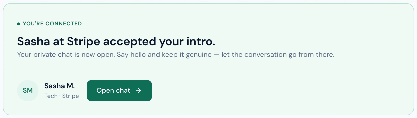 Vouchable success screen showing a referrer accepted the intro
